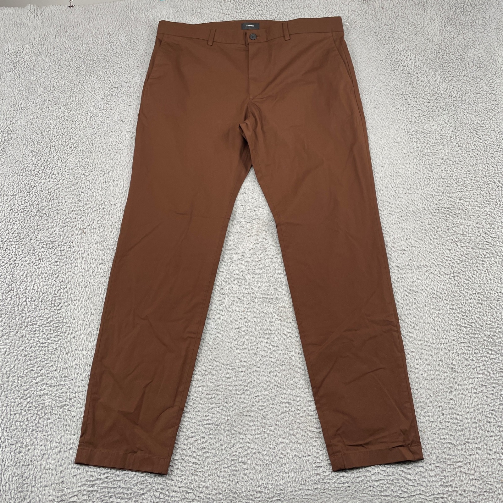 Theory Pants Mens 38 Brown Zaine Slim Fit Chino Trousers Stretch Cotton New